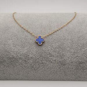 Blue Clover Necklace 18k Gold Plated Stainless Steel Dainty Gold Necklace